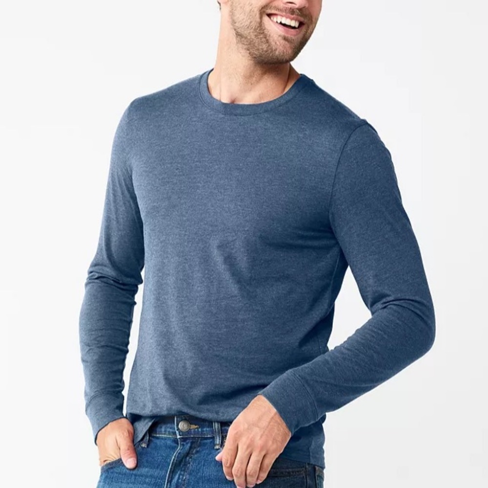 Men's 3XB Sonoma Goods For Life Supersoft Long Sleeve Crewneck Tee Blue